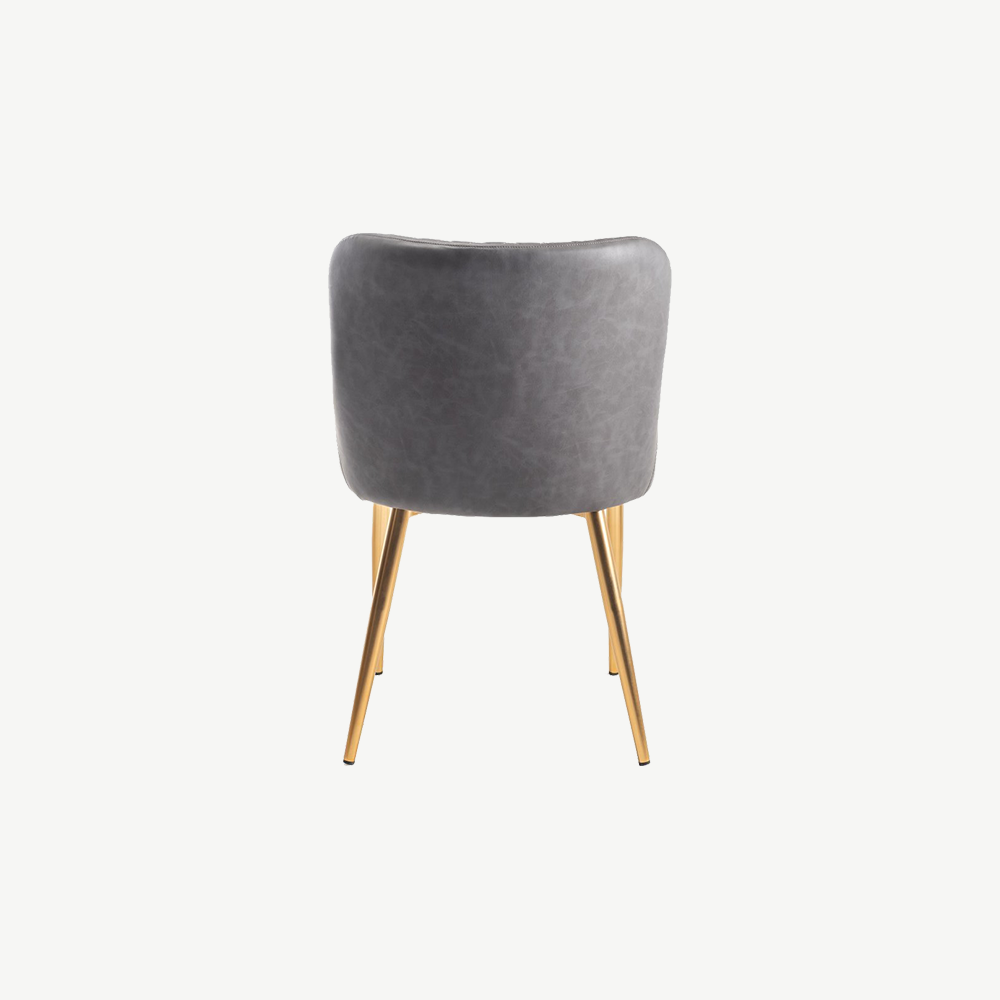 Alberta Chair in Grey-Leather-with-Gold-Legs
