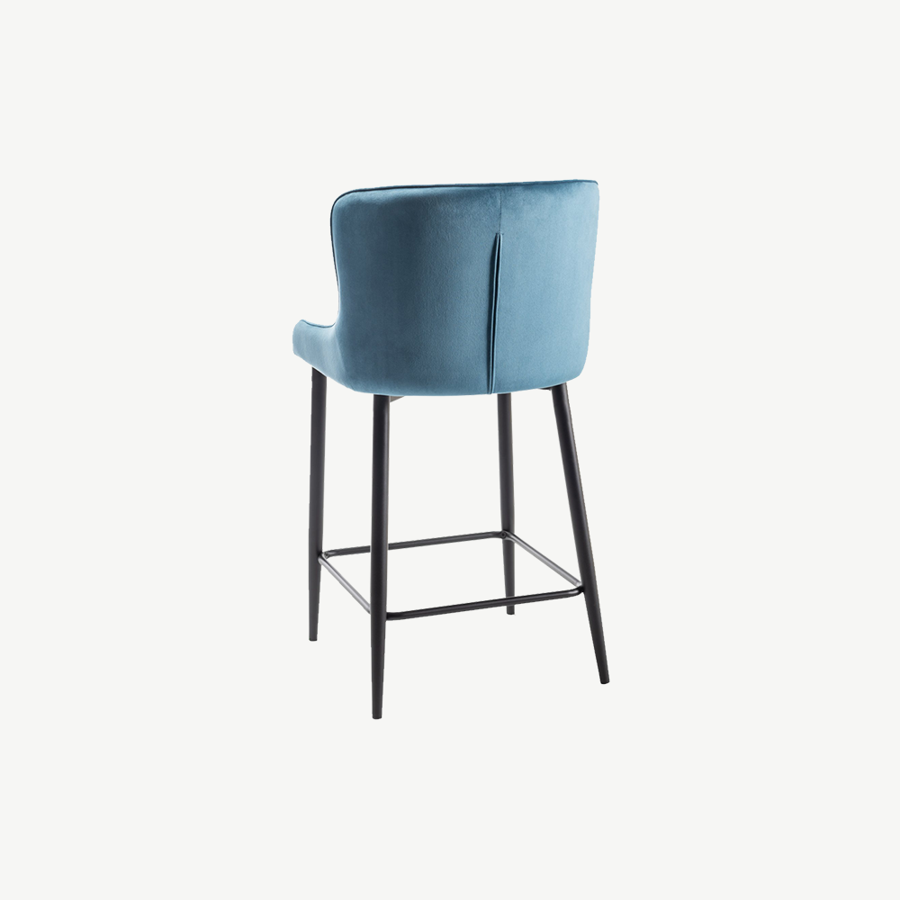 Alberta Barstool in Petrol-Blue-Velvet-with-Black-Legs