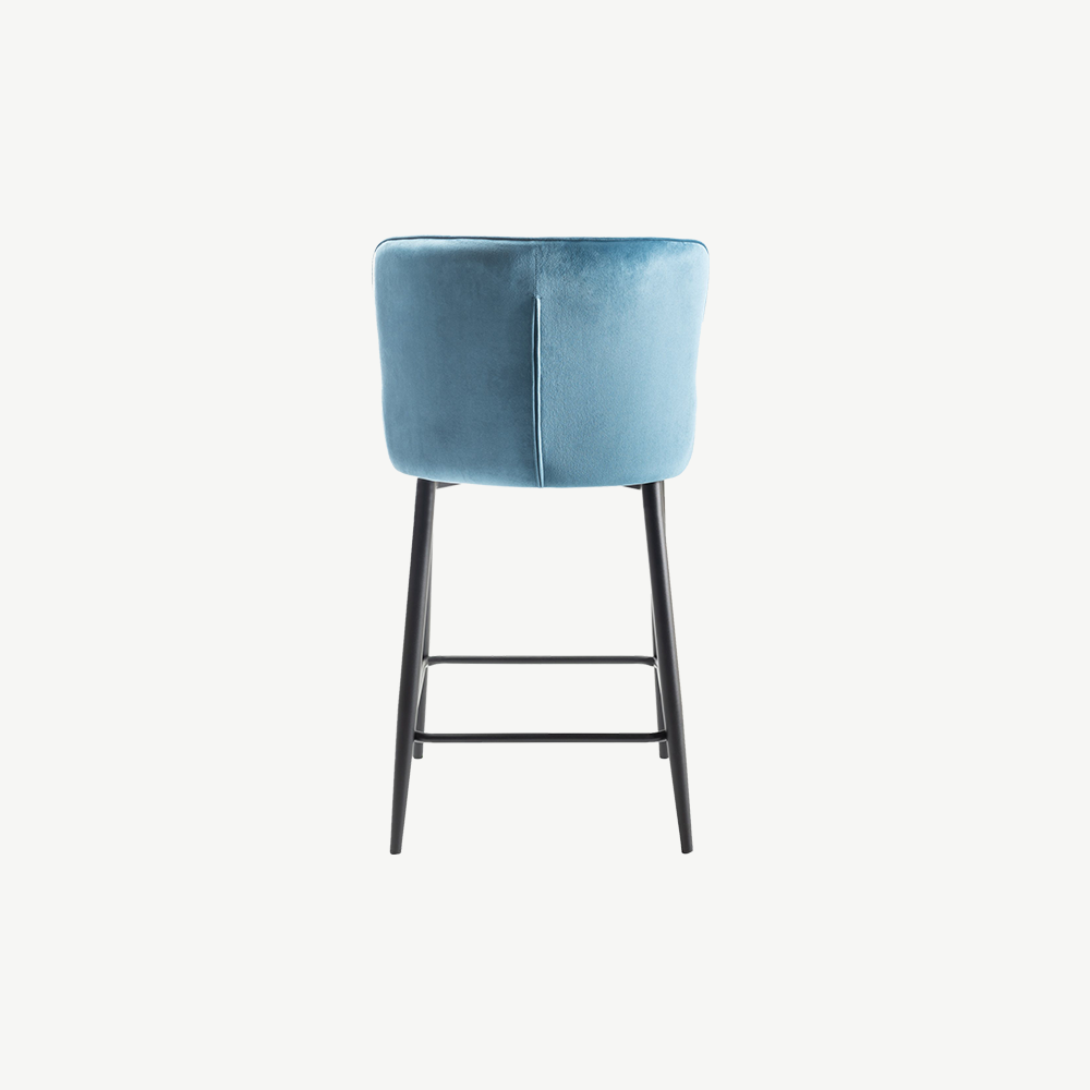 Alberta Barstool in Petrol-Blue-Velvet-with-Black-Legs