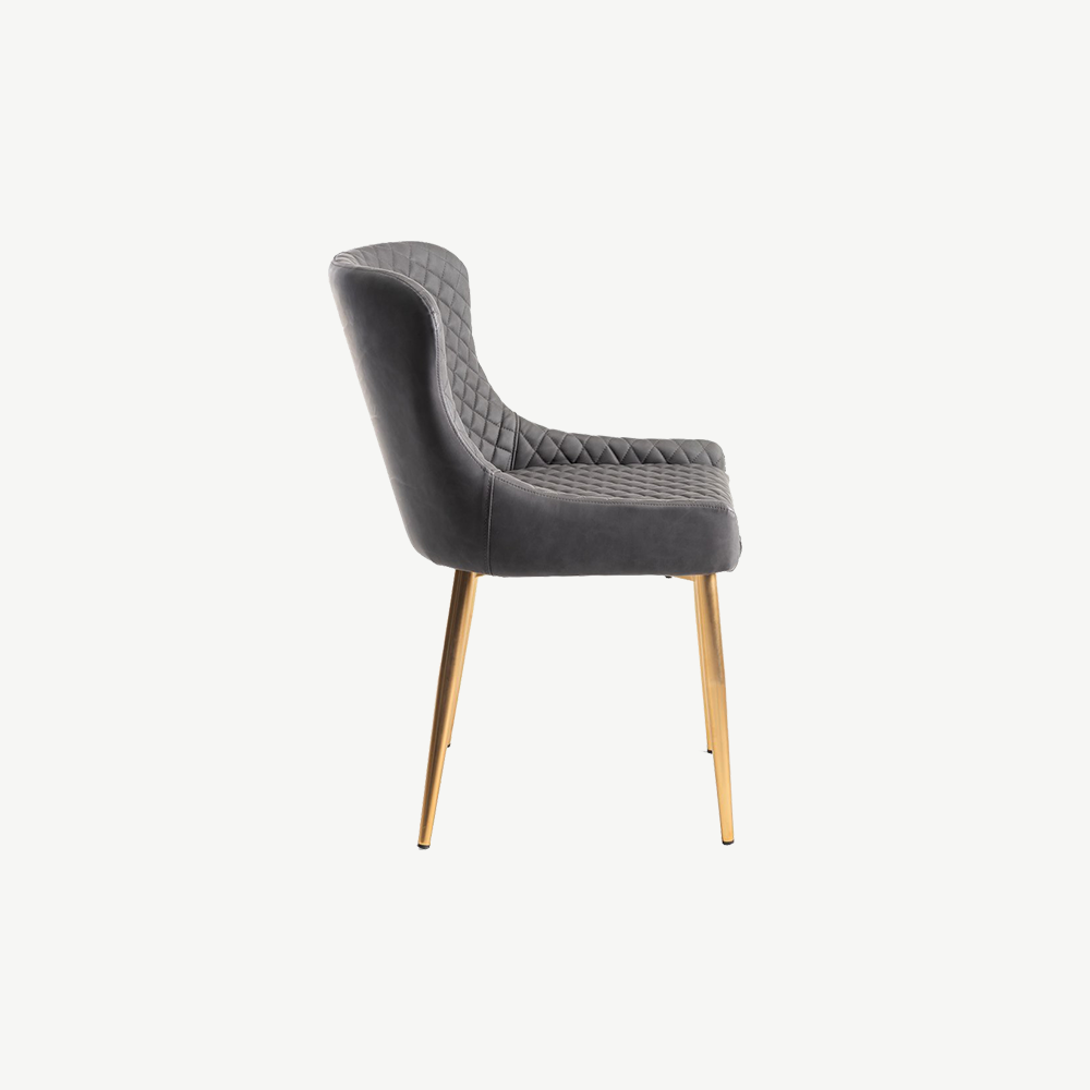 Alberta Chair in Dark-Grey-Leather-with-Gold-Legs