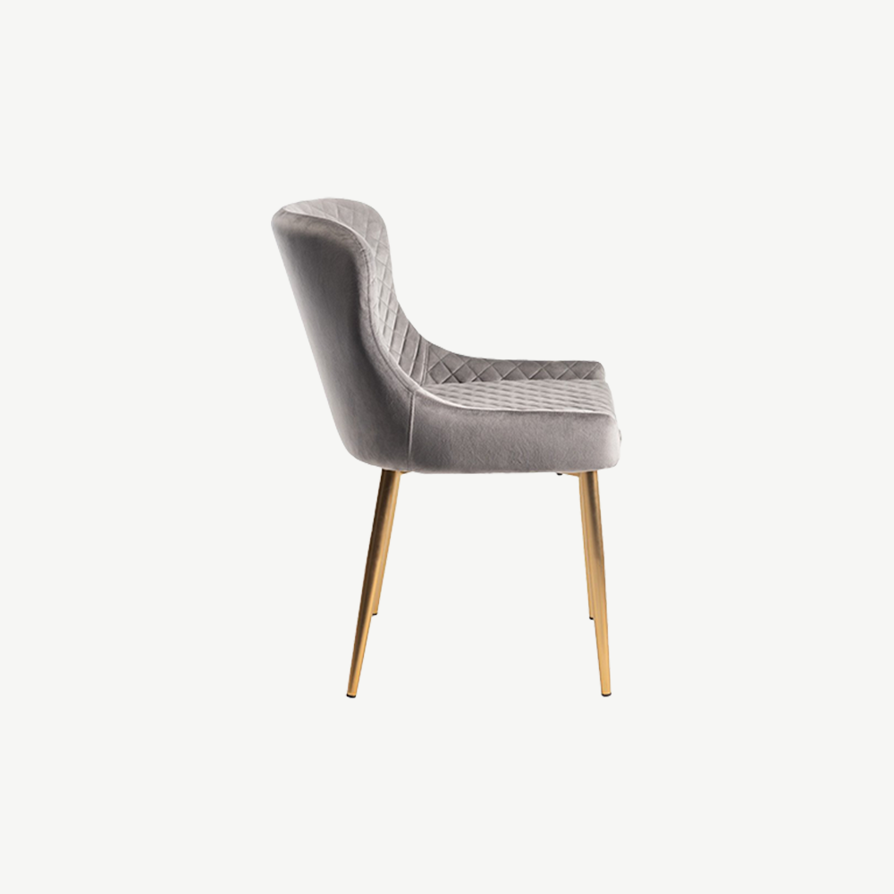 Alberta Chair in Grey-Velvet-with-Gold-Legs