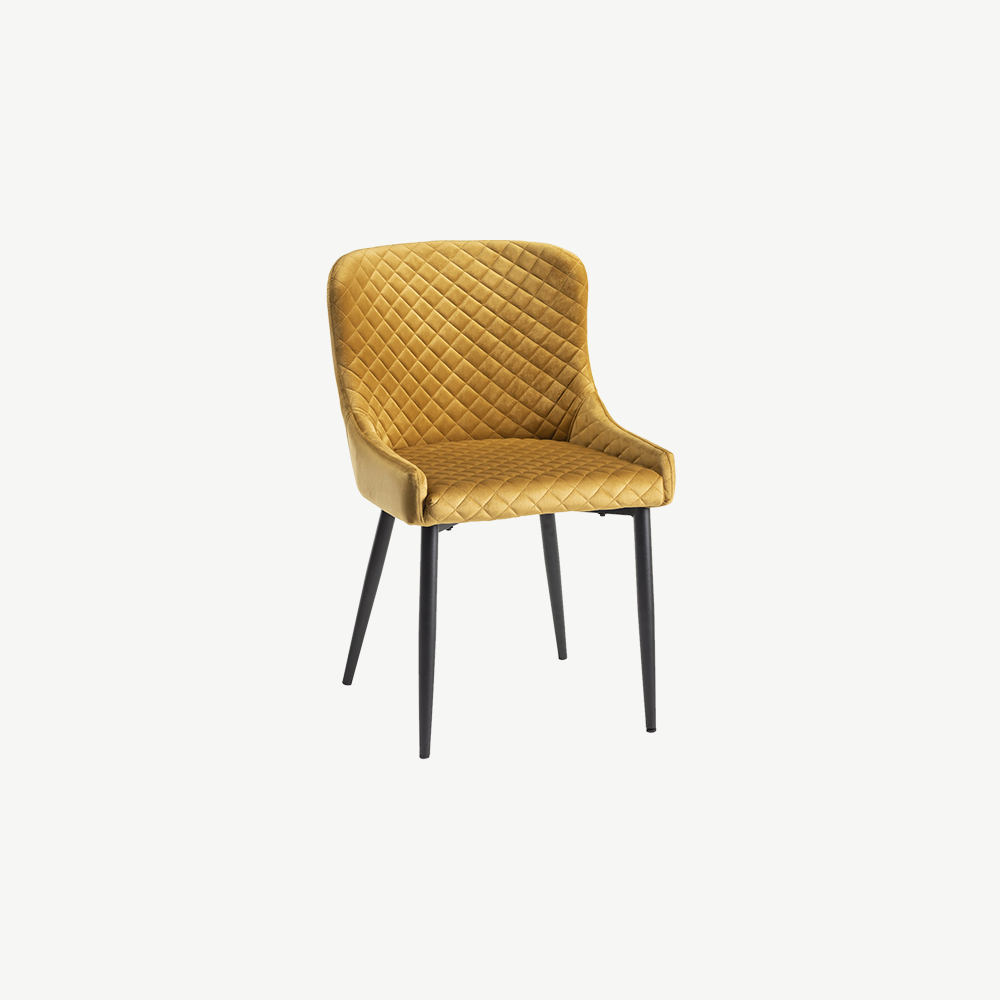 Alberta Chair in Mustard-Velvet-with-Black-Legs