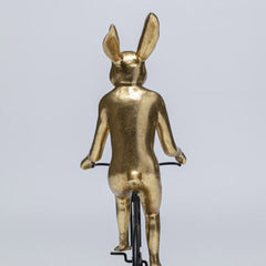Cycling Golden Rabbit Sculpture
