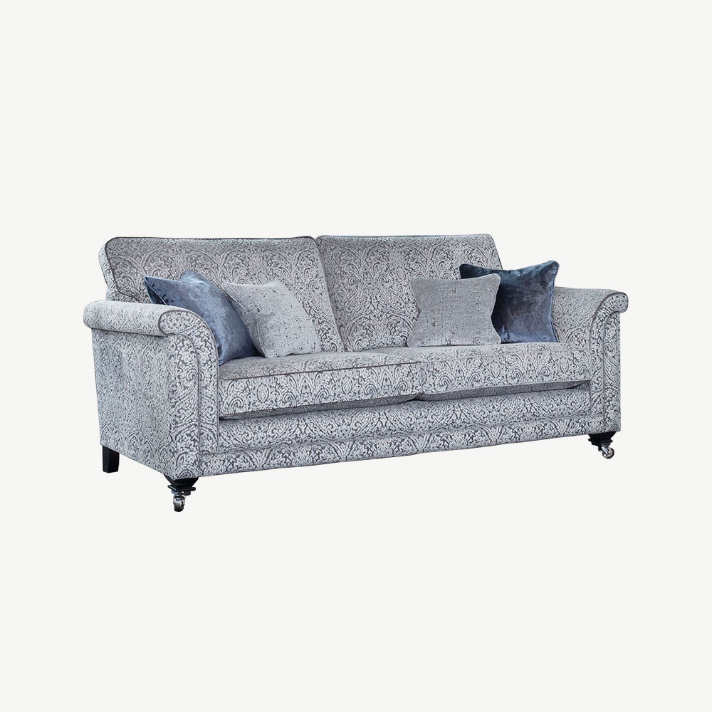 Foxfield 4 Seater Sofa 1 in Silver-Iron-Devani-Medallion-Velvet