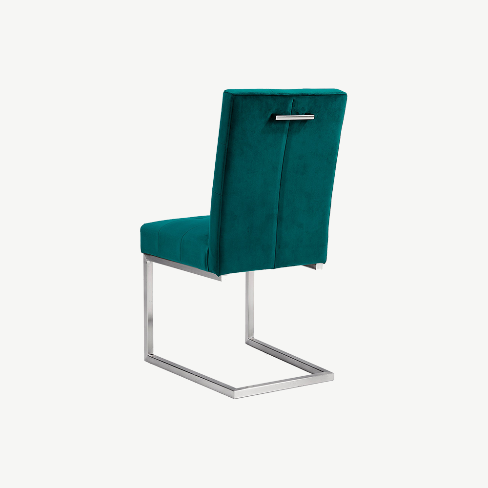 Harlem Dark Oak Upholstered Chair in Green-Velvet