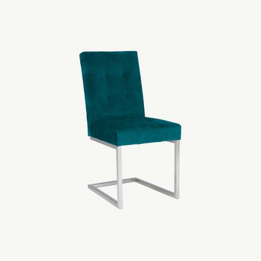 Harlem Dark Oak Upholstered Chair in Green-Velvet
