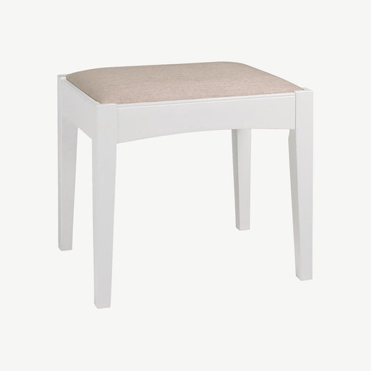 Two tone bedroom stool painted white with fabric seat