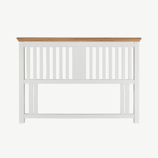 Two tone headboard painted white with natural oak top