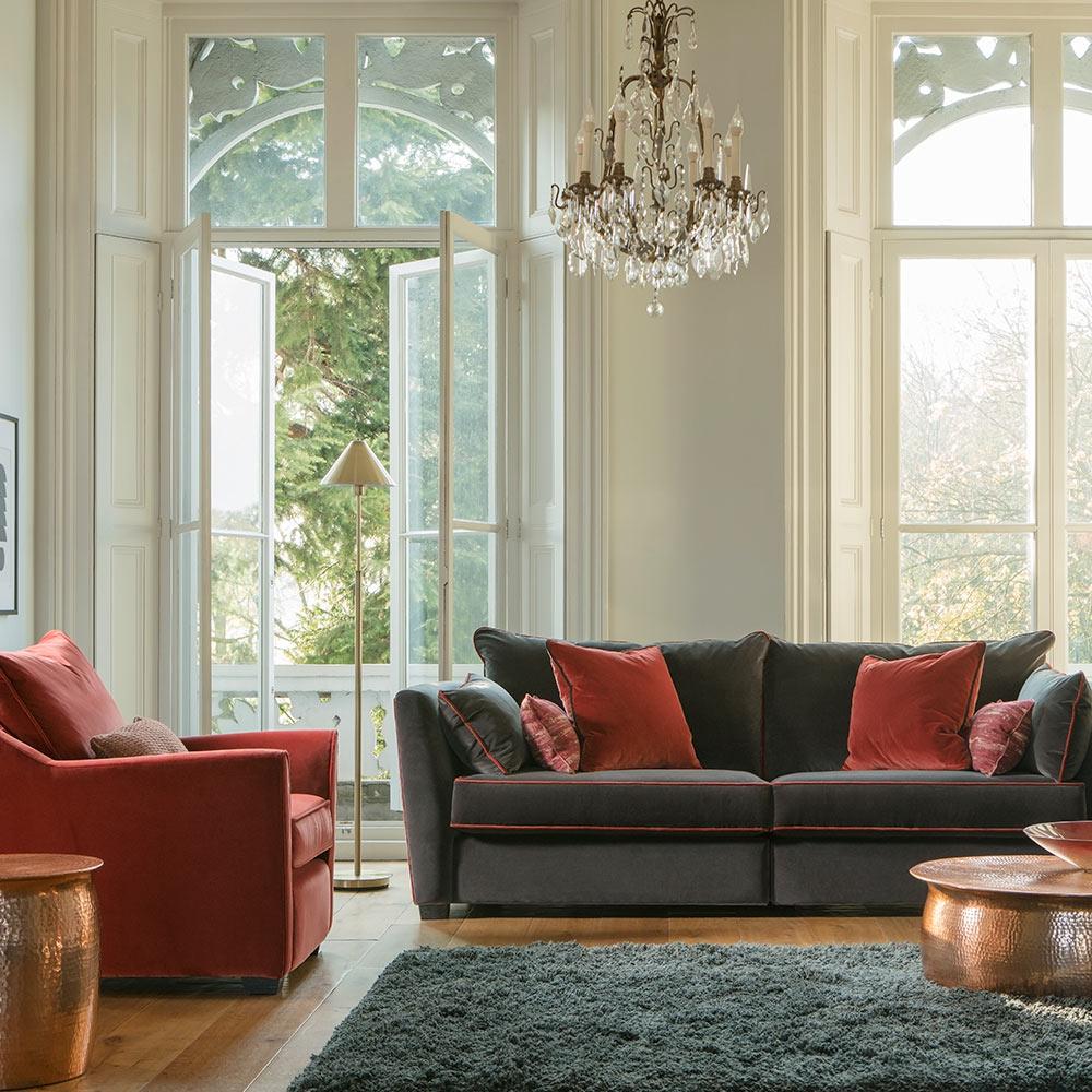 Collins and Hayes Maple Fixed Front Medium Sofa in Liberty-Slate