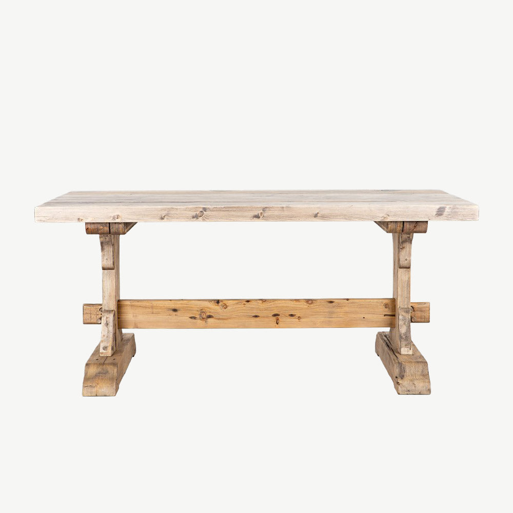 Reclaimed wood dining table in natural finish