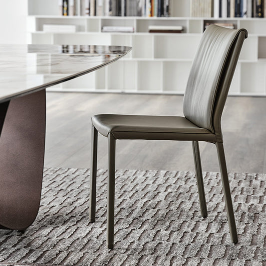 Cattelan Italia Chair in dark brown wood with synthetic leather seat