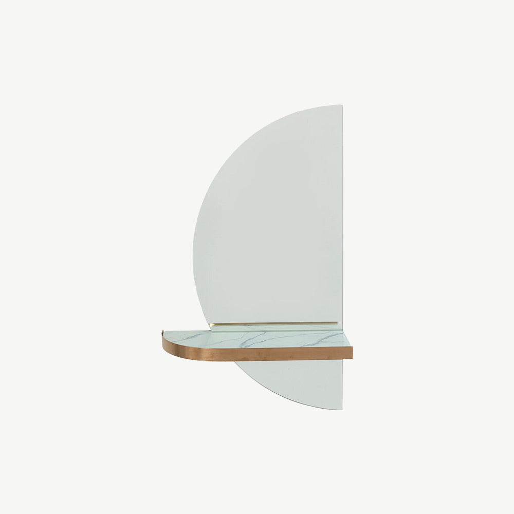 Half Moon Mirror with Shelf