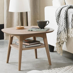 Brondby Scandi Oak Lamp Table with Shelf