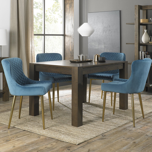 Alberta Chair in Petrol Blue Velvet with Gold Legs