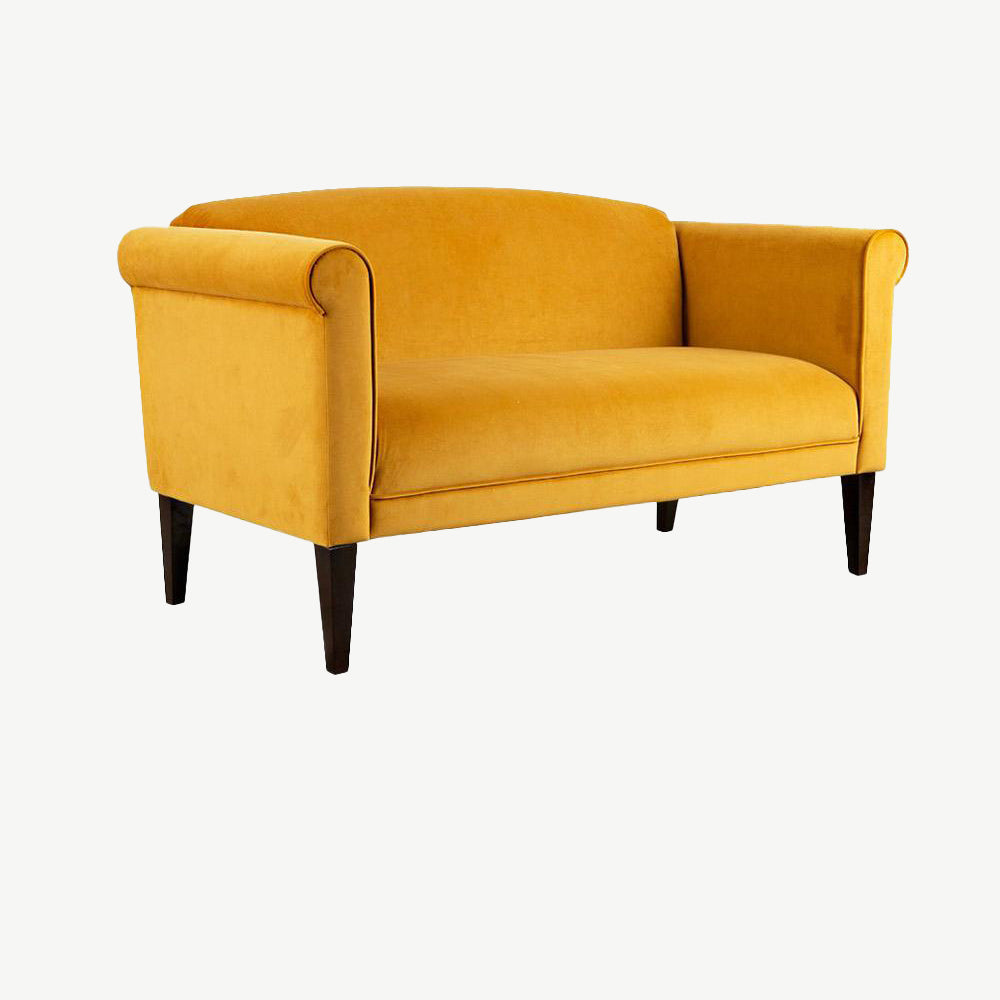 Lisa 2 Seater Yellow Sofa in Velvet-Yellow