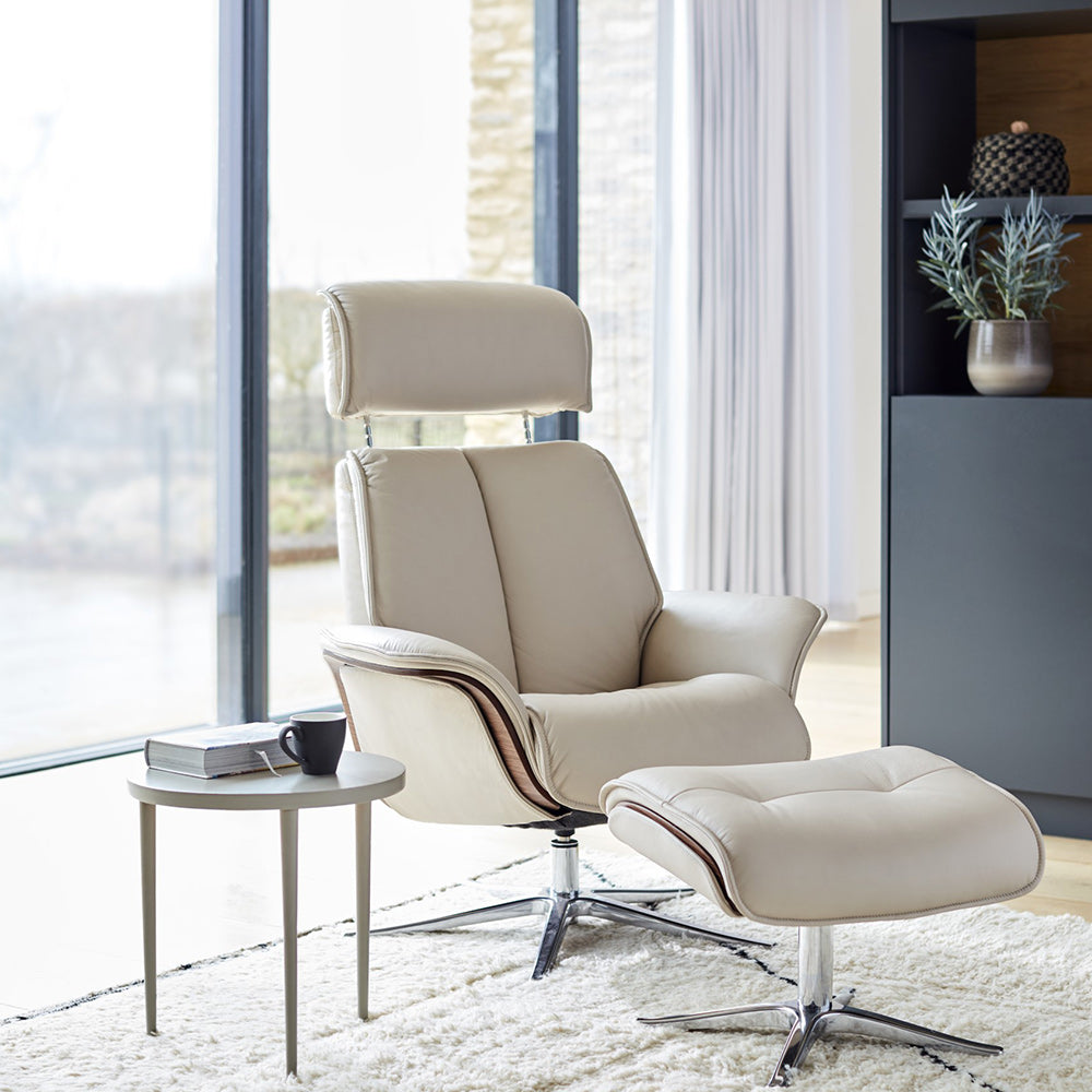 Lund Recliner Armchair and Stool in L843