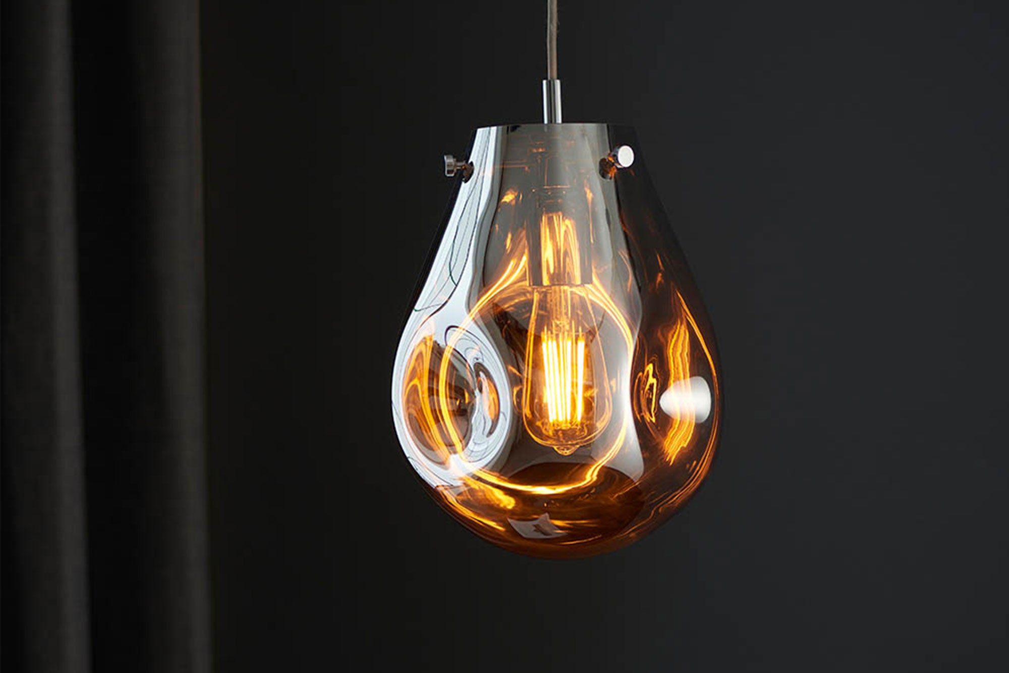 Metallic Chrome Glass Pendant