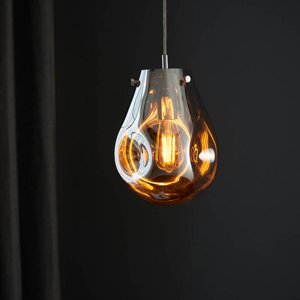 Metallic Chrome Glass Pendant