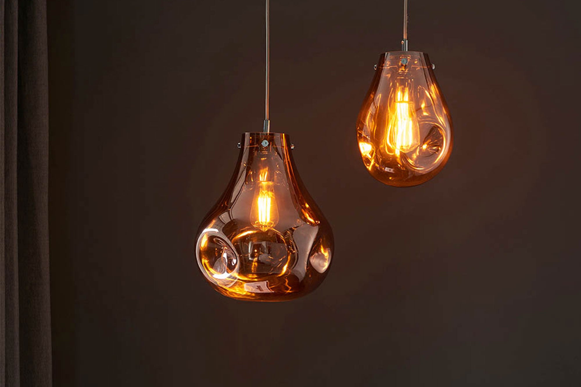 METALLIC COPPER GLASS PENDANT
