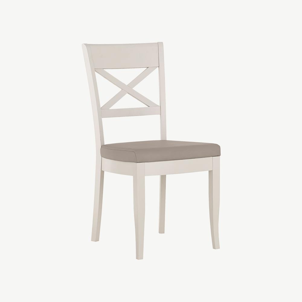 Oak soft grey x back dining chair with faux leather seat