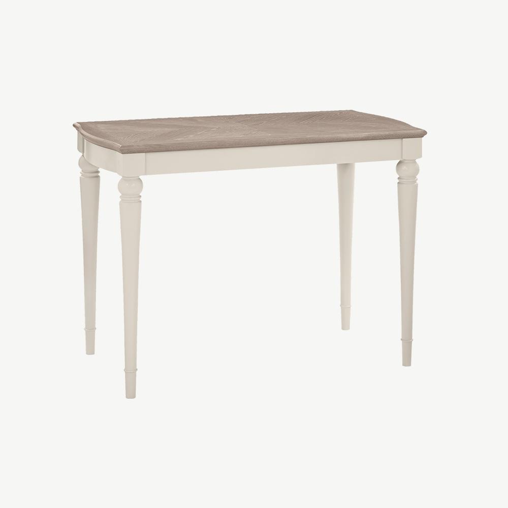 Oak soft grey bar table with natural oak top
