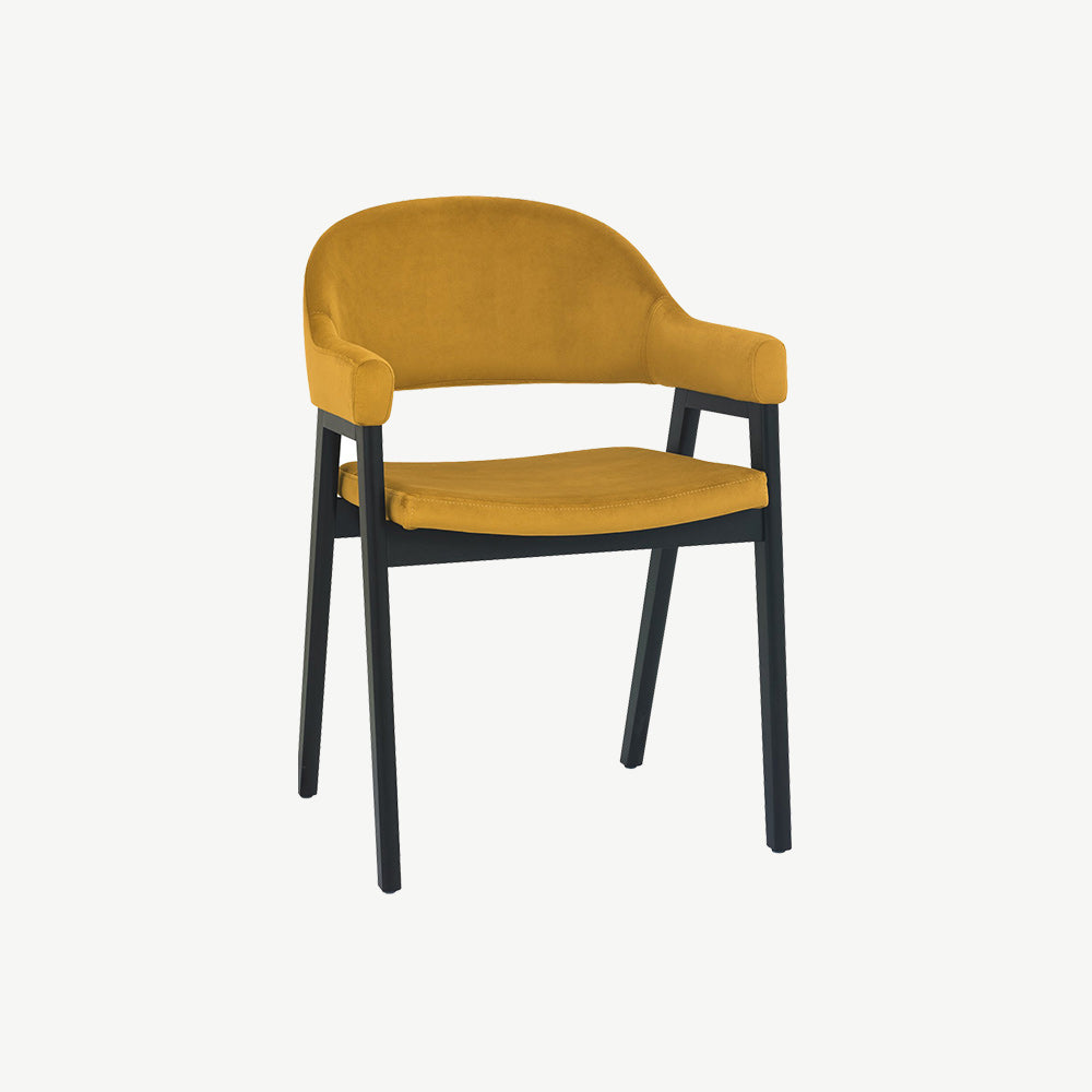 Highgate Weathered Oak Peppercorn Armchair in Mustard-Velvet