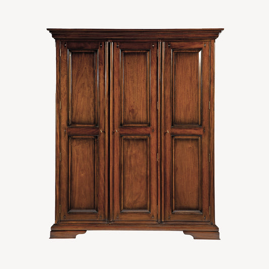 French inspired triple wardrobe in glossy varnished dark brown finish 