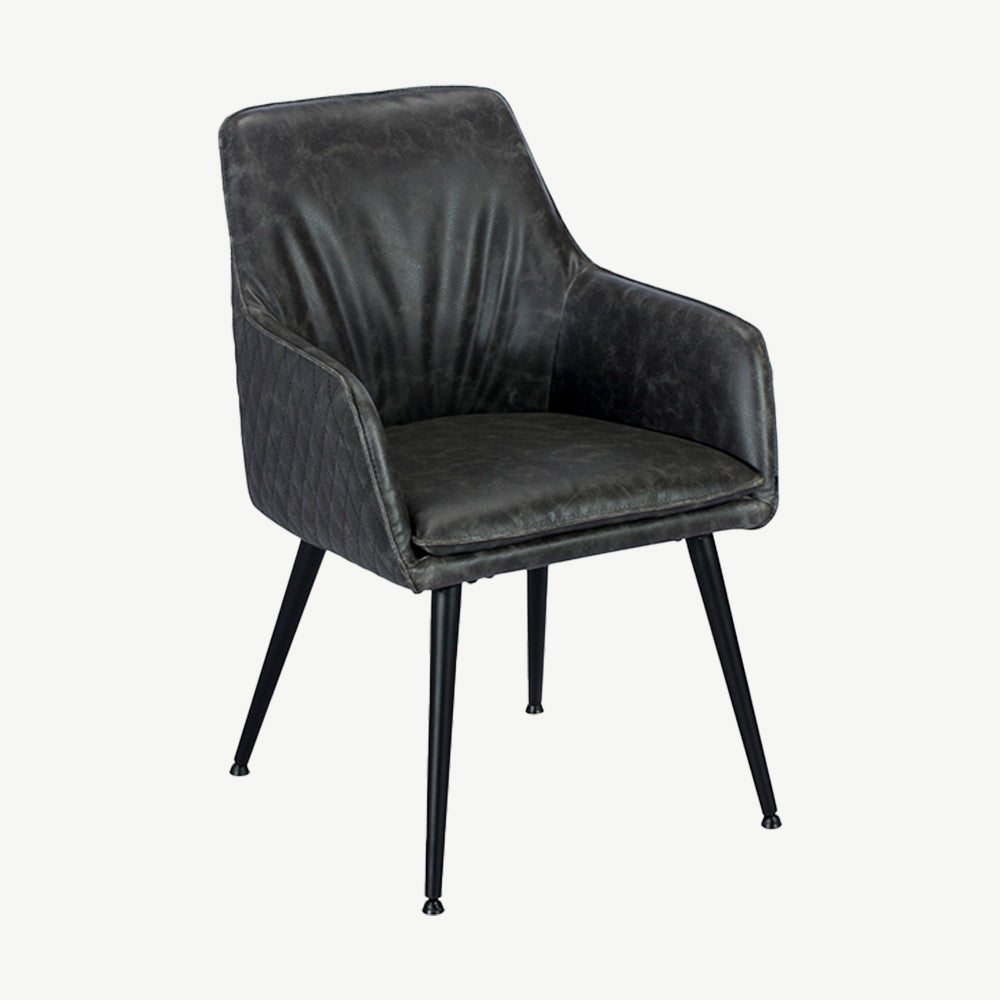 Oliver Dining Chair in Grey-Leather