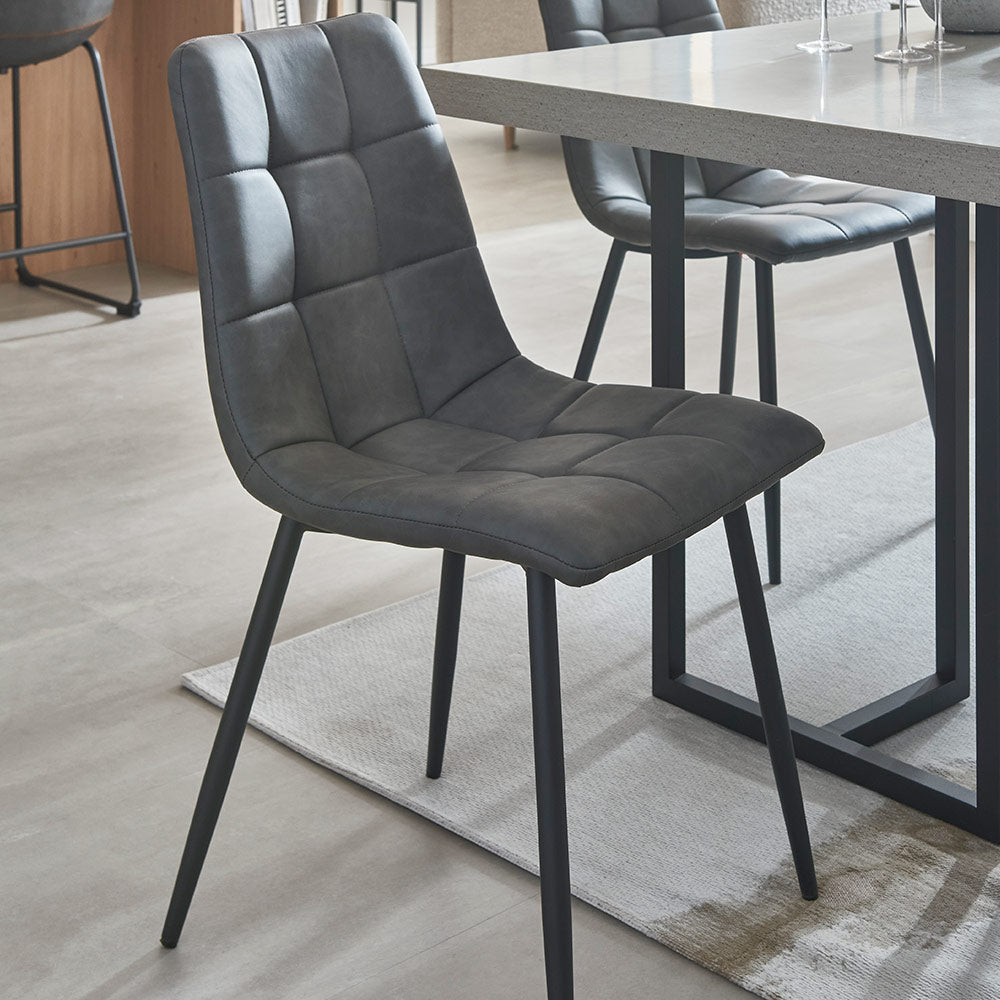 Manitoba Dining Chair in Grey Pu Leather