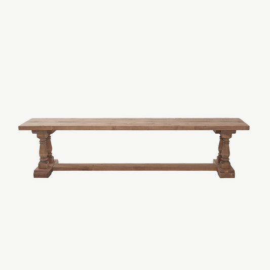 Reclaimed timber dining bench in natural finish