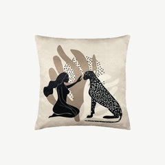 Woman & Leopard Blush Cushion