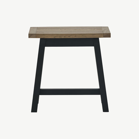 Oak veneer side table with black peppercorn solid ash legs