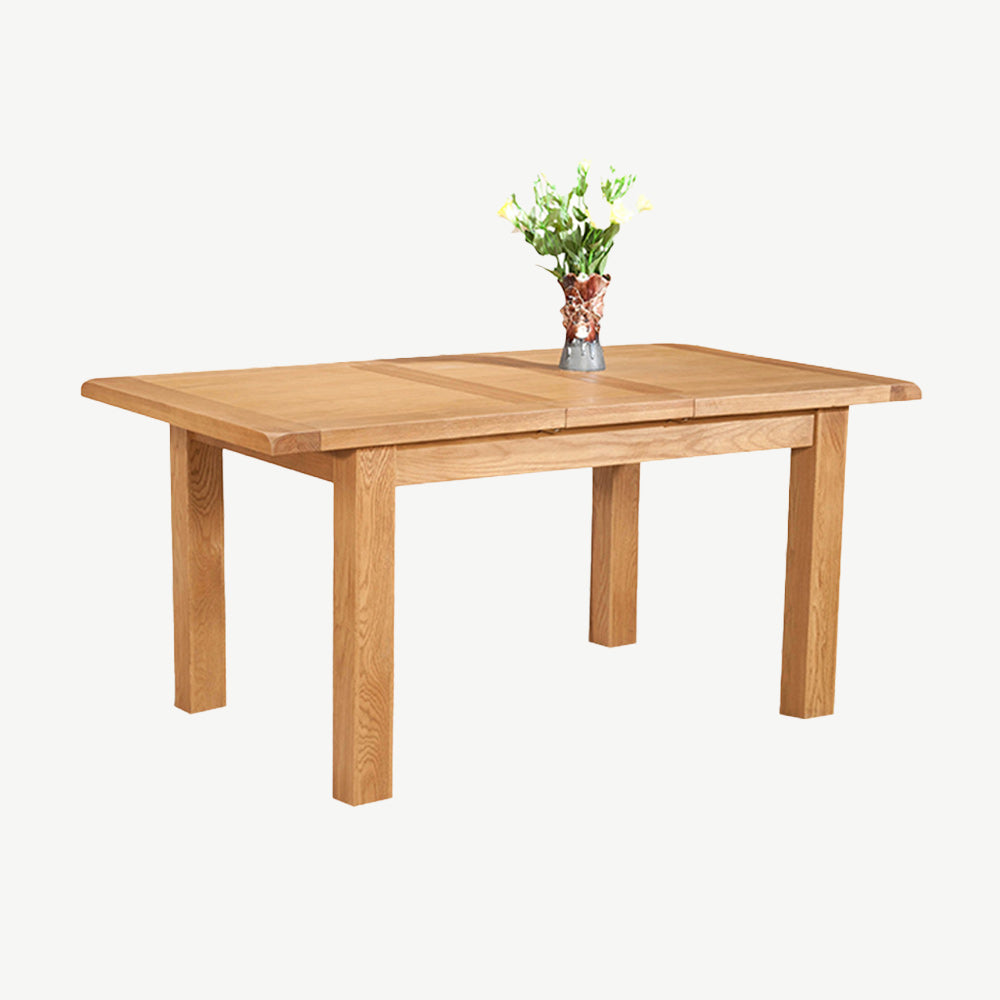 Solid wood extending dining table in natural oak finish