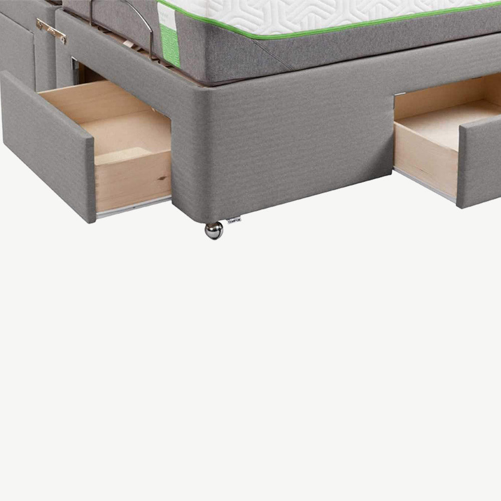TEMPUR¬¨¬®¬¨¬Æ‚Äö√†√∂‚àö√∫ Moulton Adjustable Divan with Drawers in Tweed-Grey Tweed-Malt Tweed-Moonlight