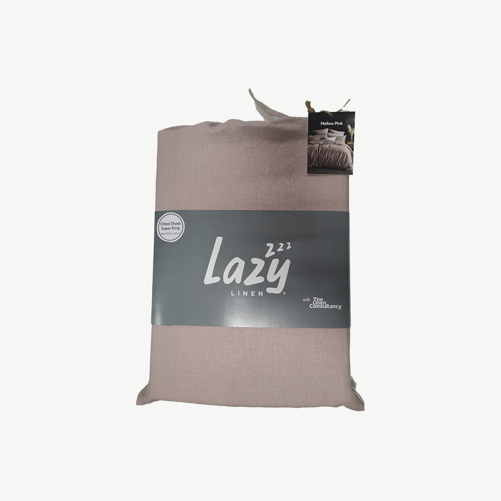 Lazy Linen Fitted Sheet in Pink