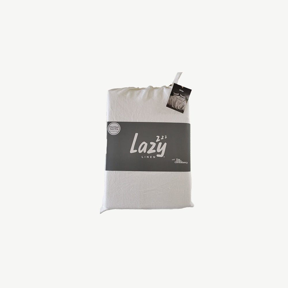 Lazy Linen Fitted Sheet in White