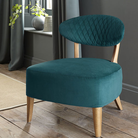 Estela Casual Sea Green Velvet Fabric Chair