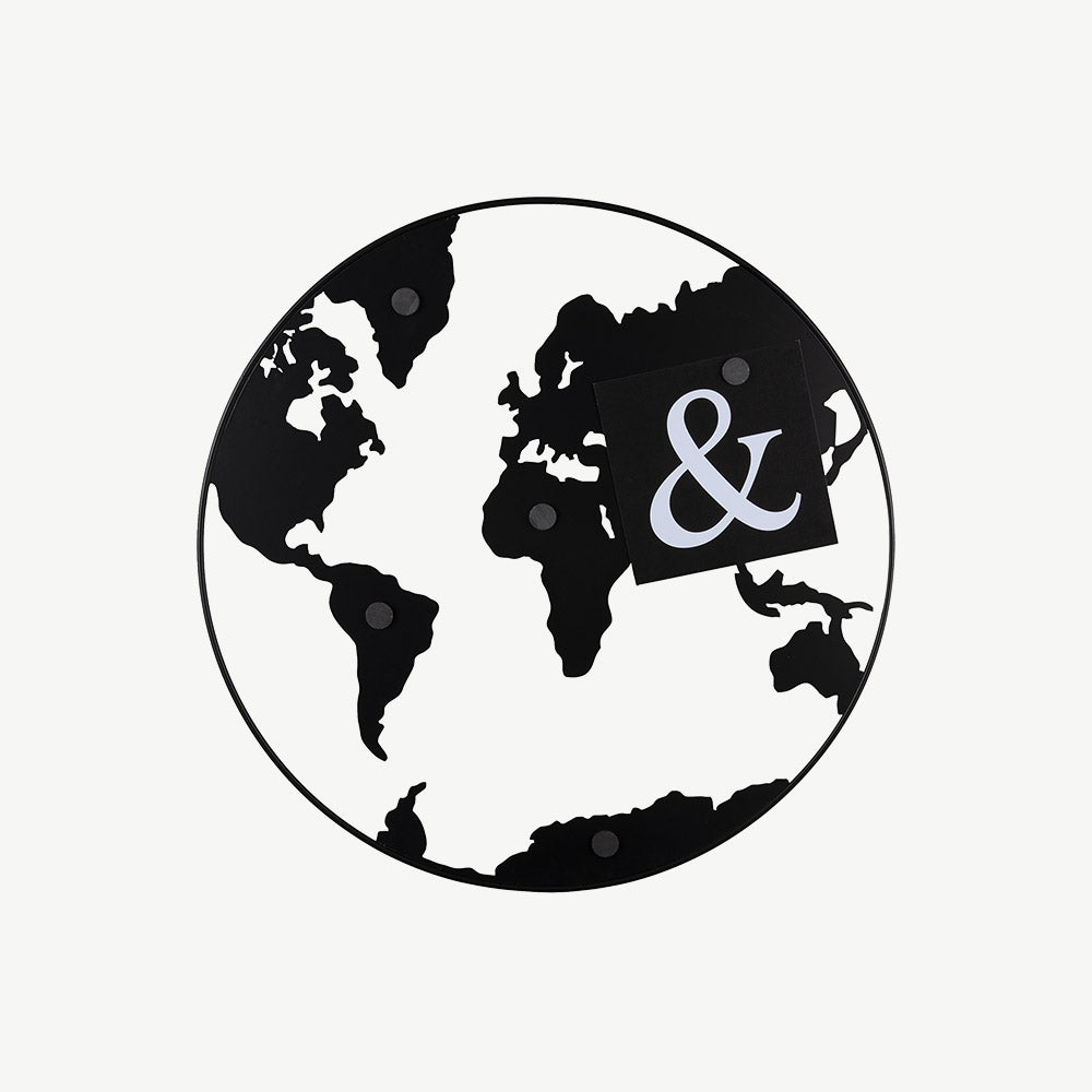 Black World Map Memo Board
