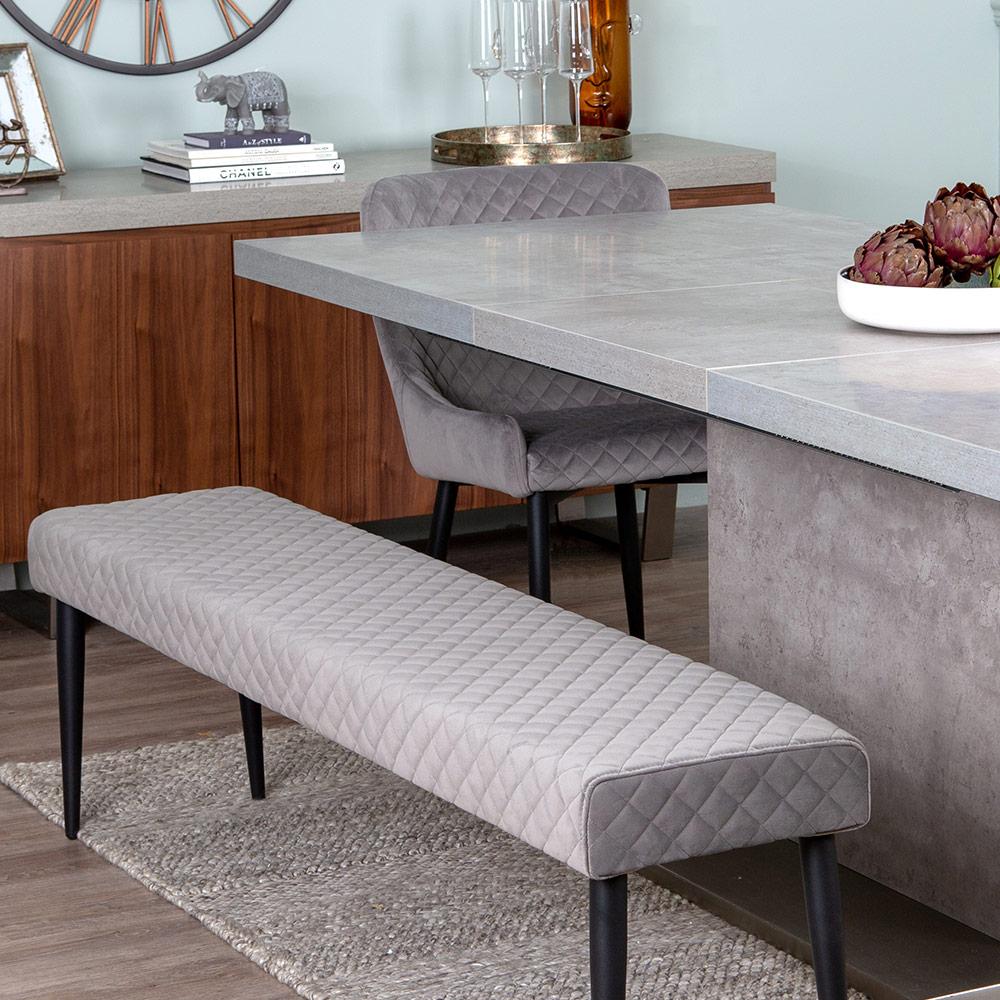 Grey Velvet Ottowa Bench