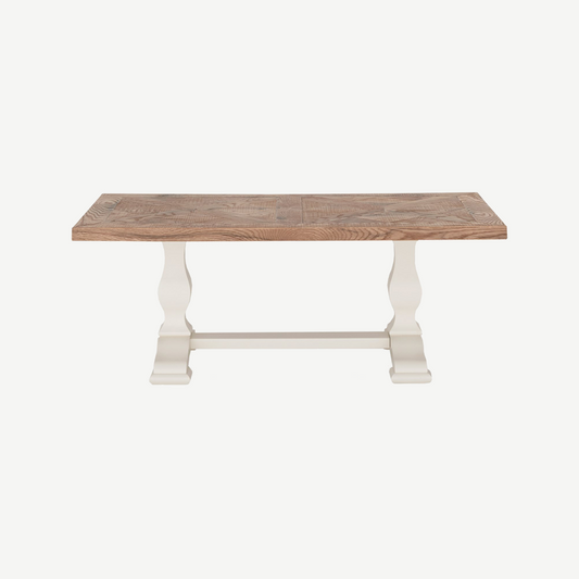 Two tone painted white oak coffee table with natural oak top