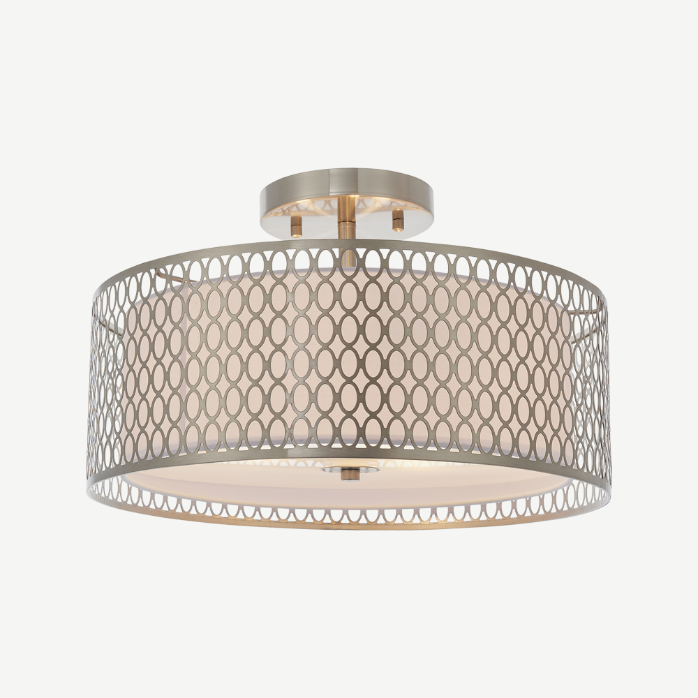 A simple, round flush-mounted ceiling light with a clean, minimalist design, typically providing even, diffused lighting.