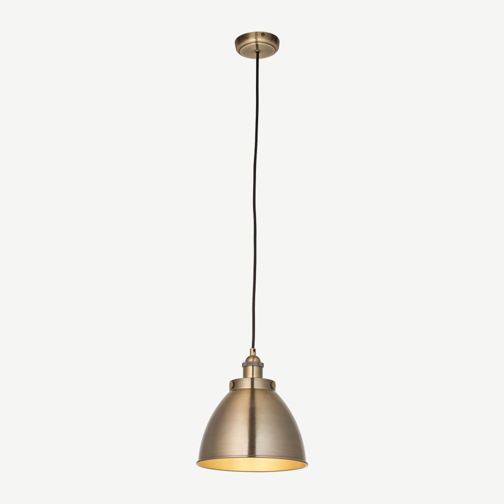 Modern small pendant in antique brass plated finish