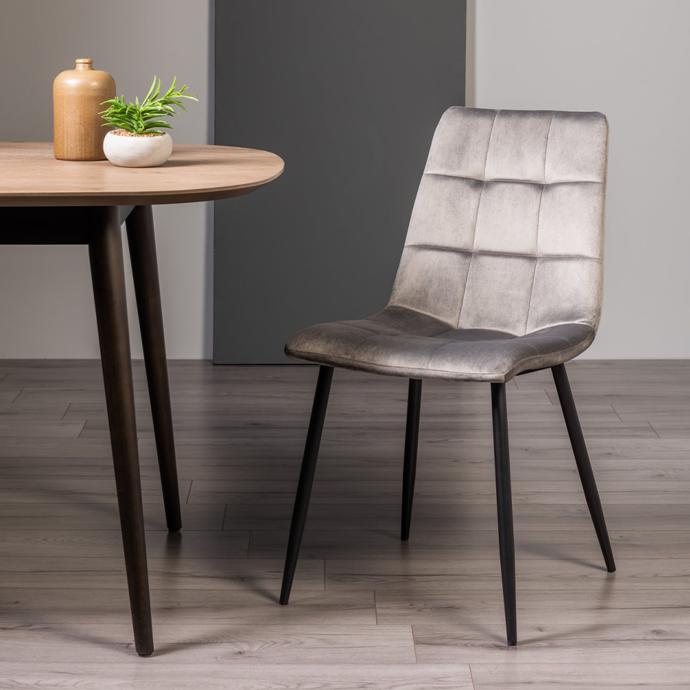 Manitoba Dining Chair in Grey-Velvet