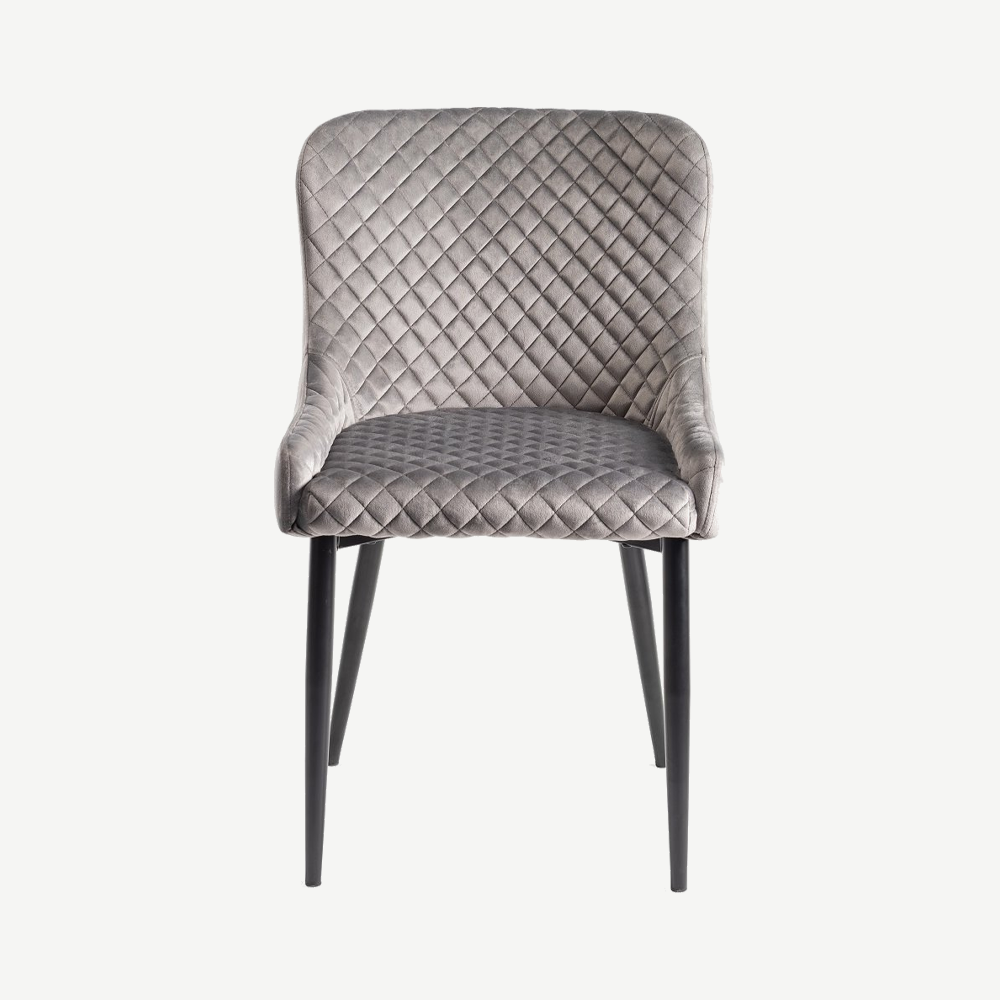 Alberta Chair in Grey-Velvet-with-Black-Legs