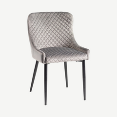 Alberta Chair in Grey-Velvet-with-Black-Legs