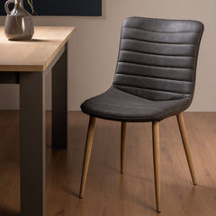 Severin Dining Chair in dark-grey-leather