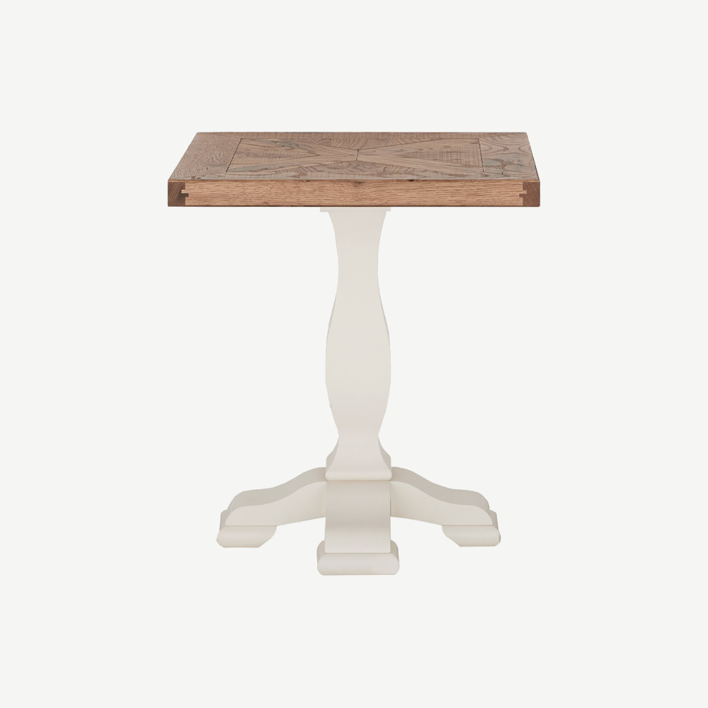 Two tone painted white oak lamp table with natural oak top