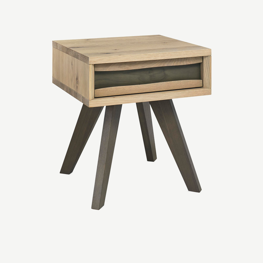 Flux Aged Oak Lamp Table with Drawer