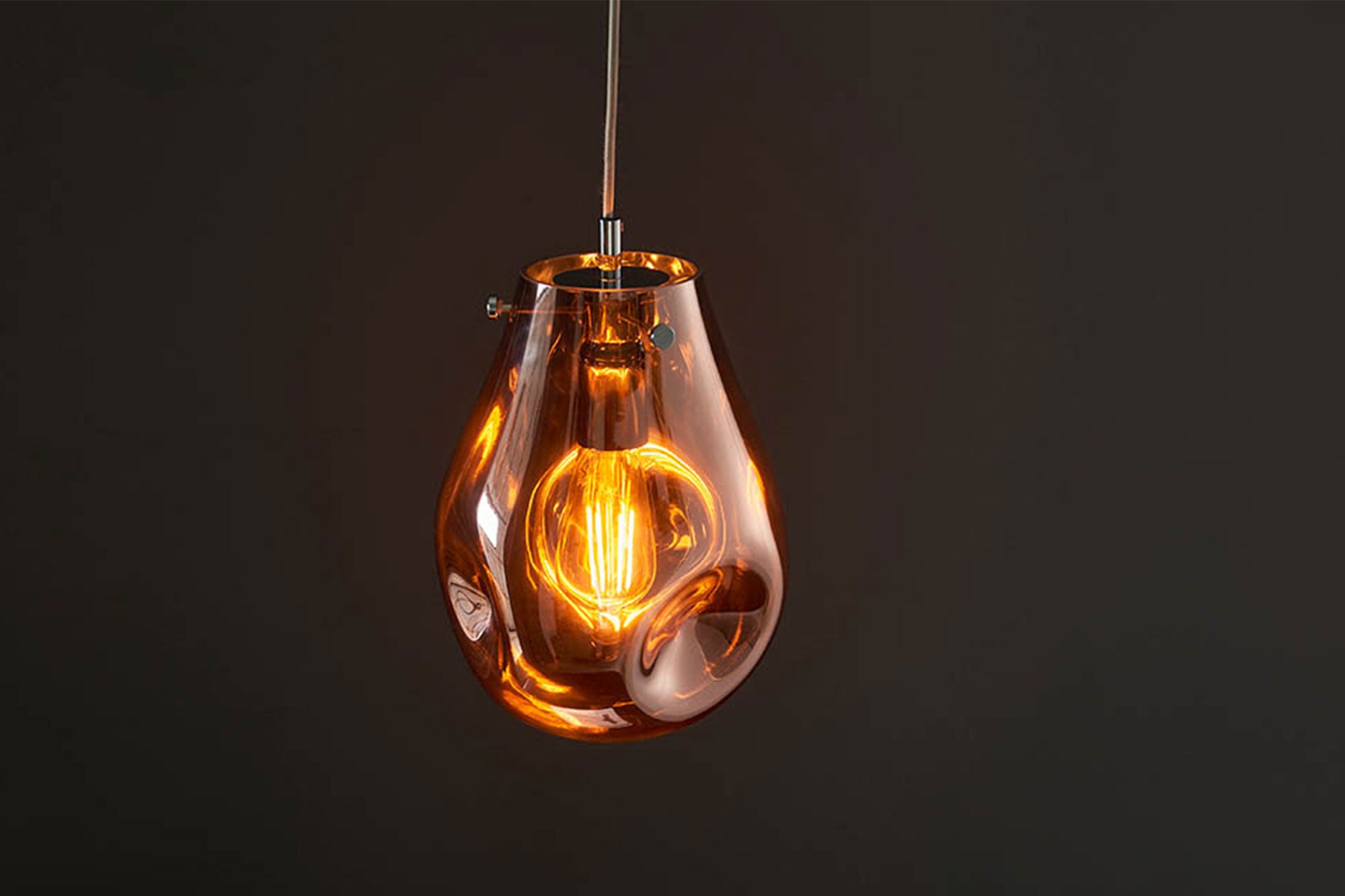 METALLIC COPPER GLASS PENDANT