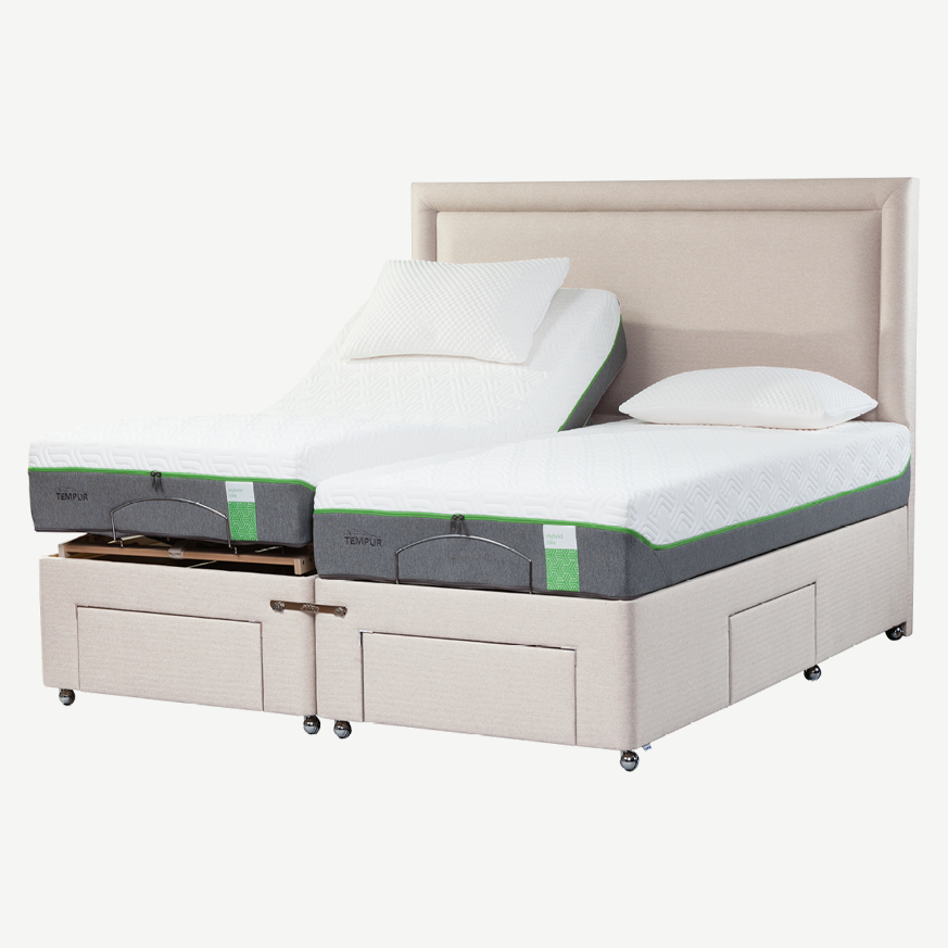 TEMPUR¬¨¬®¬¨¬Æ‚Äö√†√∂‚àö√∫ Moulton Adjustable Divan with Drawers in Tweed-Moonlight